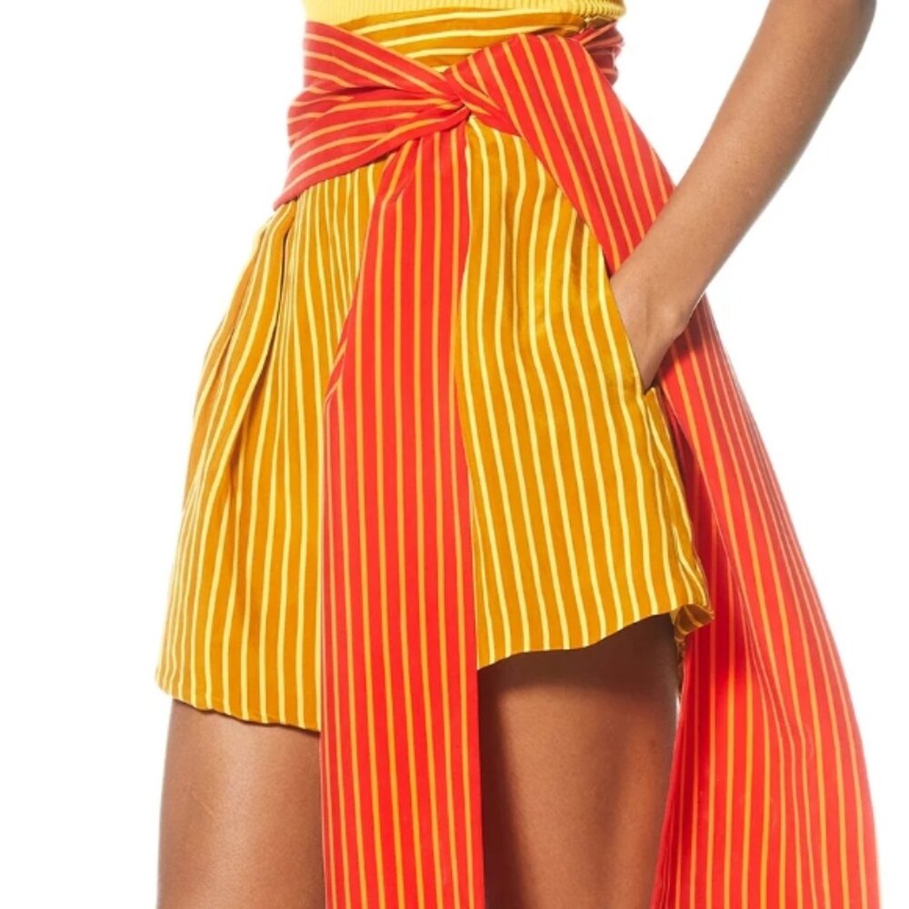NWT AMUR Leonora Mini Shorts in Spiced Monochrome Stripe S $298